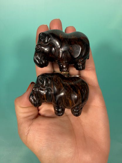 Mahogany obsidian hippopotamus