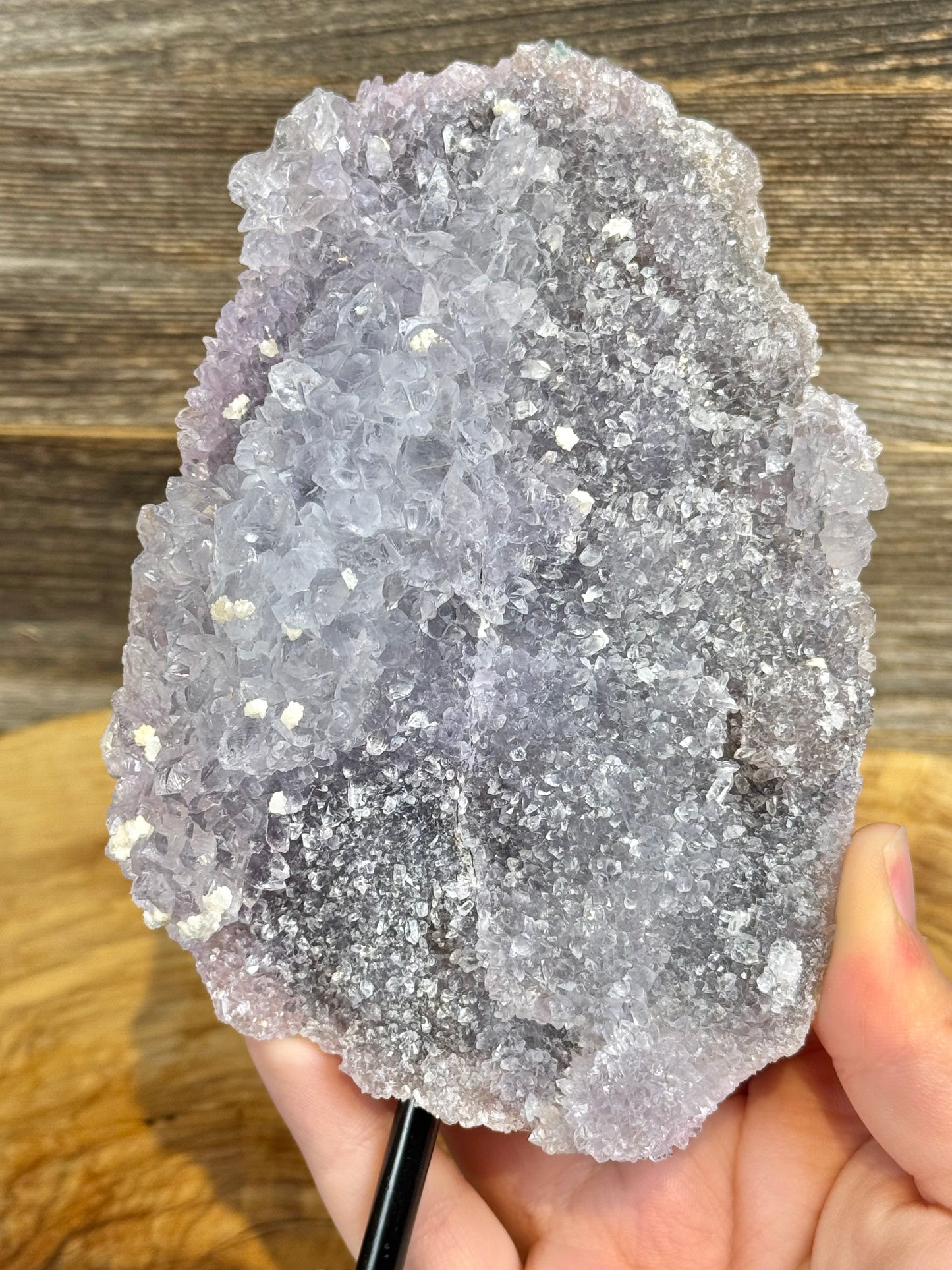 Amethyst flower crust on stand from Brazil