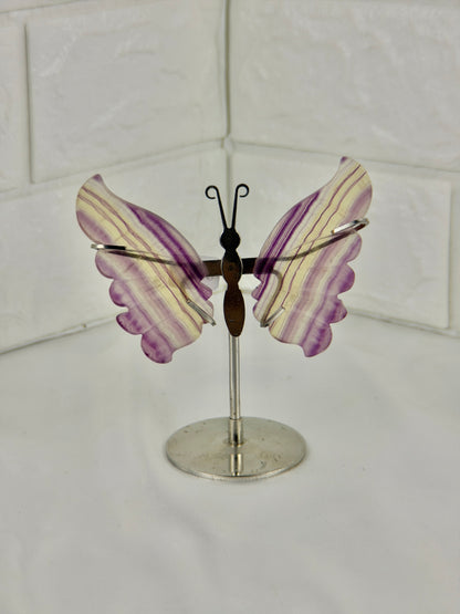 1 intuitive fluorite butterfly on silver stand