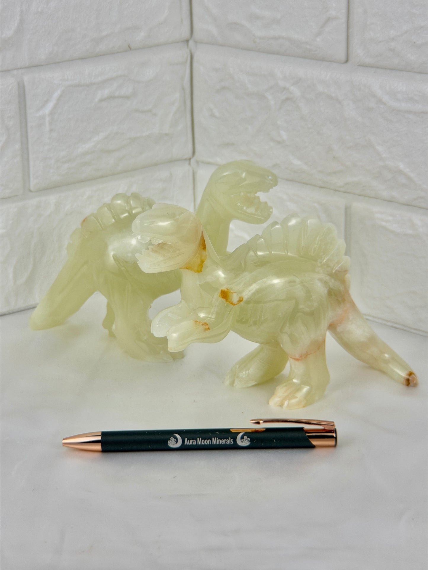 1 adorable green calcite dinosaur