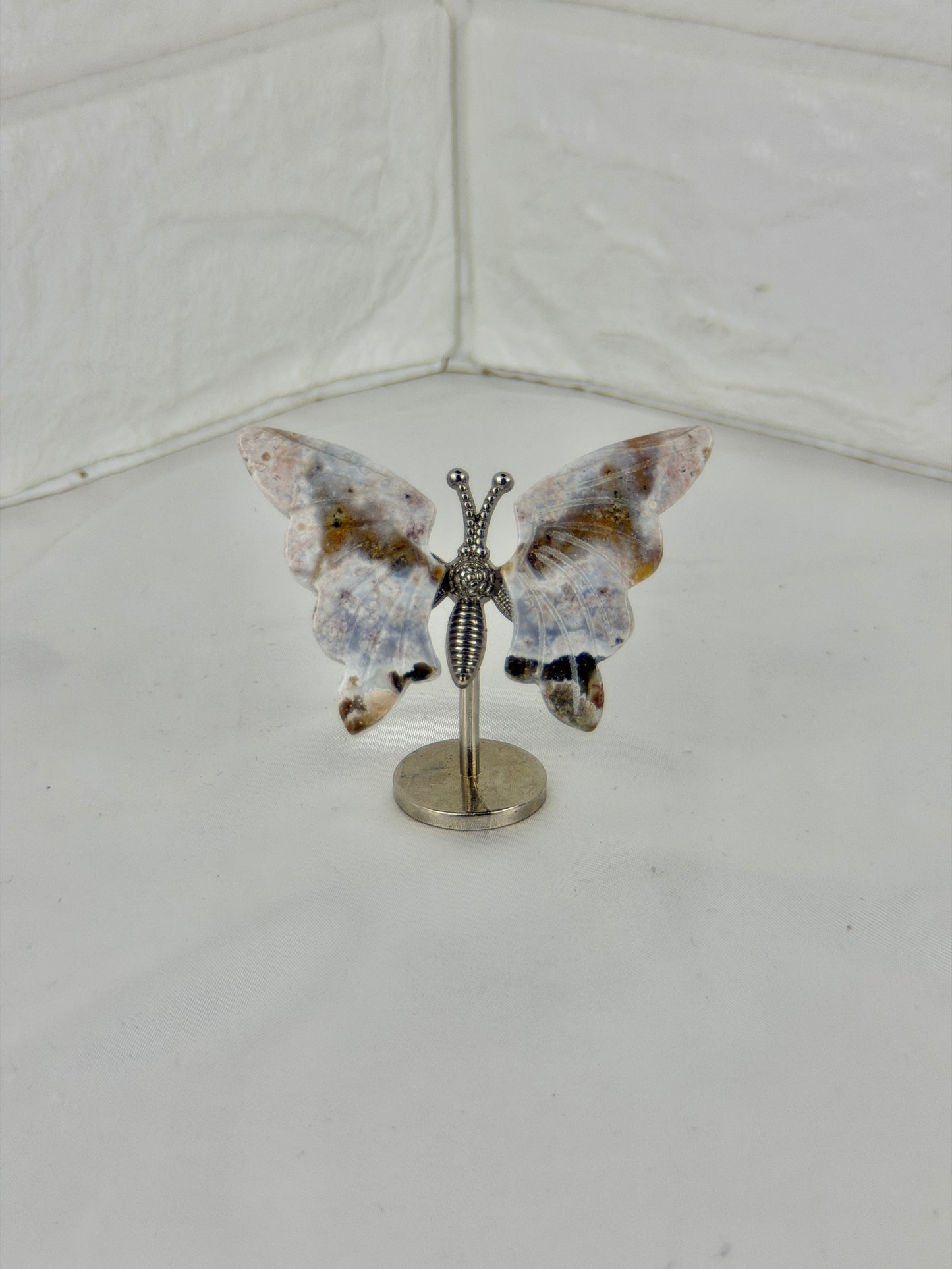 1 small sea jasper butterfly on silver stand