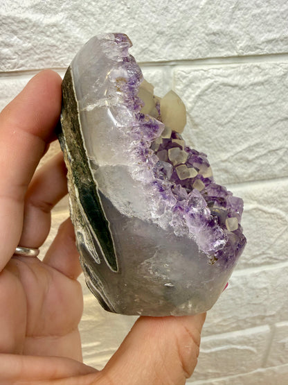 Dark Purple Uruguayan Amethyst with Calcite U