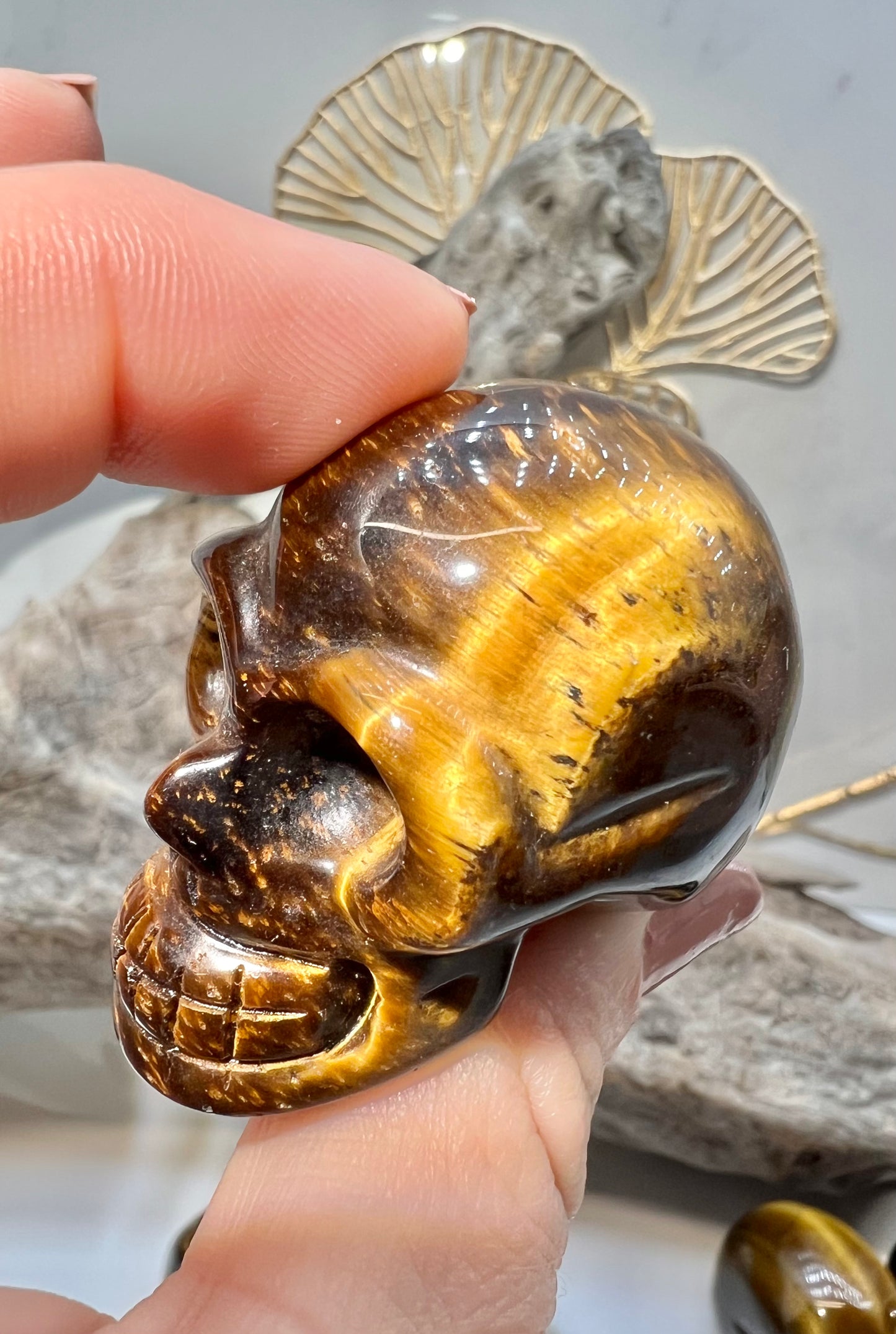 1 flashy tigers eye skull