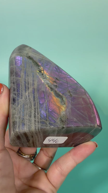 Stunning hot pink flash labradorite Freeform C
