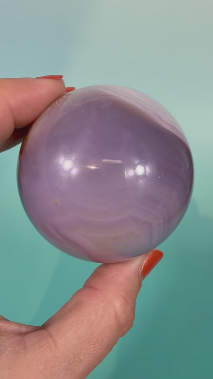 Pink jelly agate sphere Q (heated color)