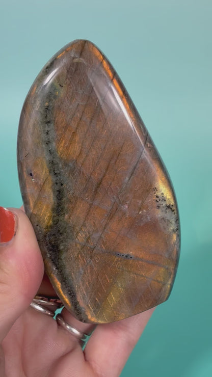 Tangerine flash labradorite Freeform E