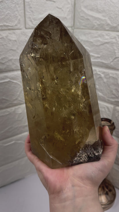 MASSIVE rainbow filled collectors natural champagne Citrine tower from Brazil