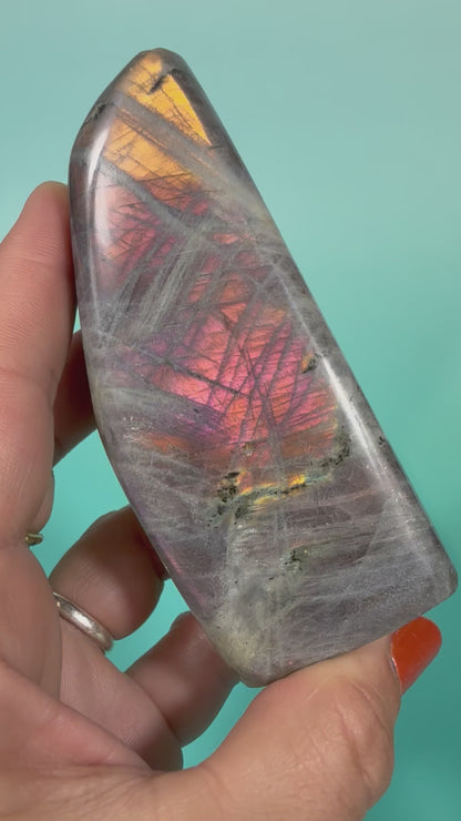 Beautiful pink flash labradorite Freeform J