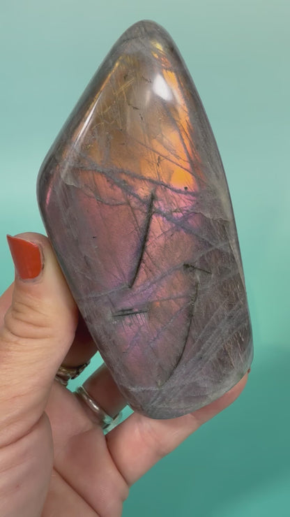 Insane pink & orange flash Labradorite Freeform I