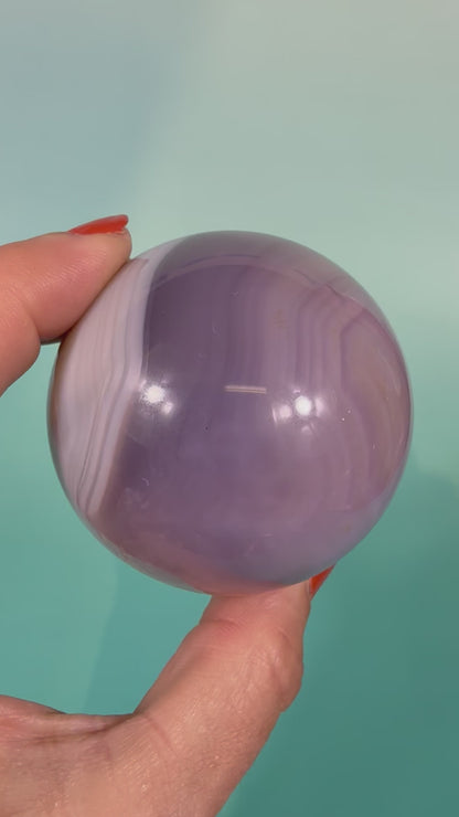 Pink jelly agate sphere Q (heated color)