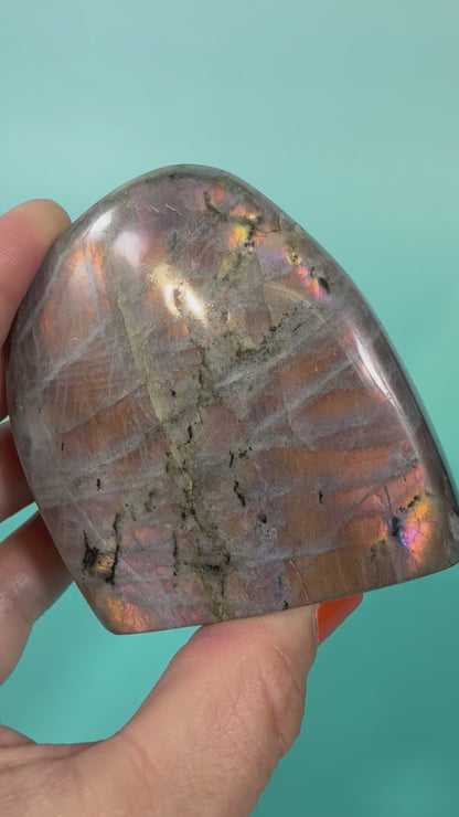 Hot pink flash labradorite Q