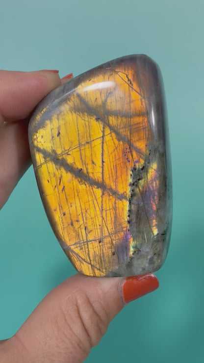 Orange flash labradorite Freeform AA